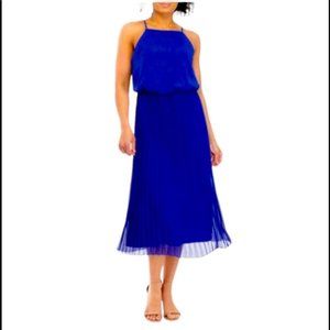 Sam Edelman Blue Sleeveless Pleated Midi Dress Size Medium NWT